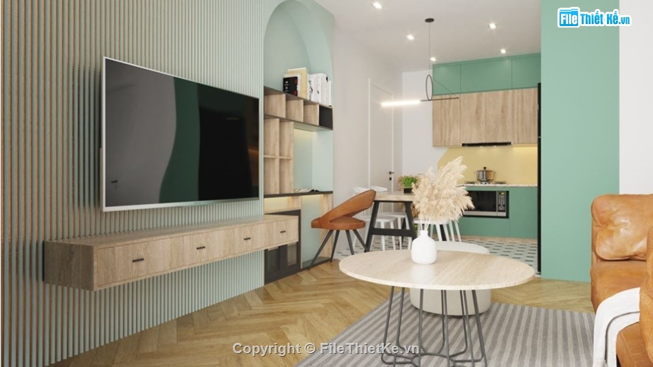 mẫu sketchup nội thất chung cư,nội thất chung cư đẹp,sketchup nội thất khách bếp,su nội thất phòng làm việc