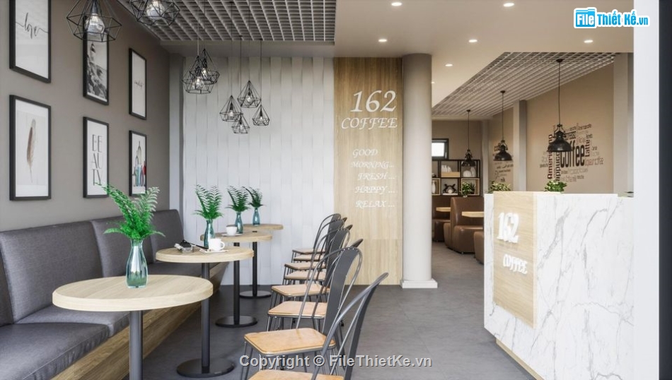 su nội thất quán cafe,phối cảnh quán cà phê,sketchup quán cafe,mẫu cửa hàng quán coffee