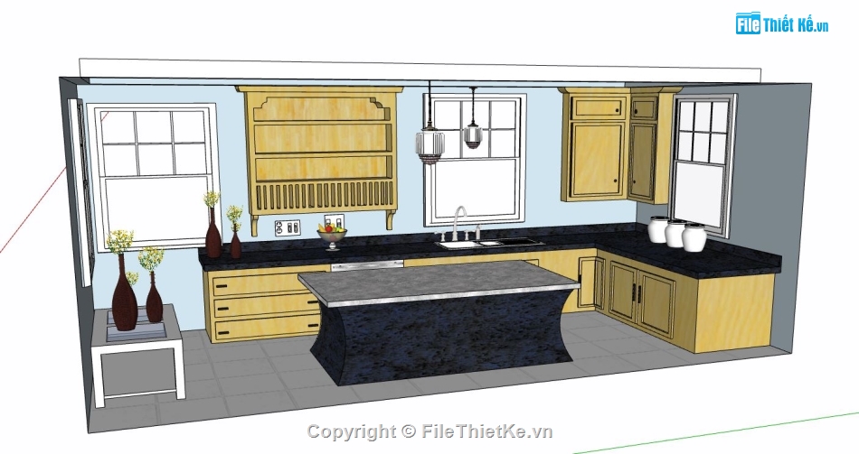 sketchup nội thất bếp,phòng bếp,nội thất phòng bếp,sketchup nội thất phòng bếp