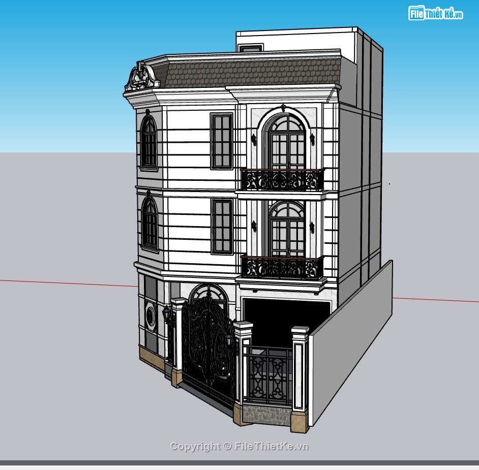 mẫu biệt thự 3 tầng đẹp,mẫu 3 tầng đẹp,sketchup biệt thự 3 tầng