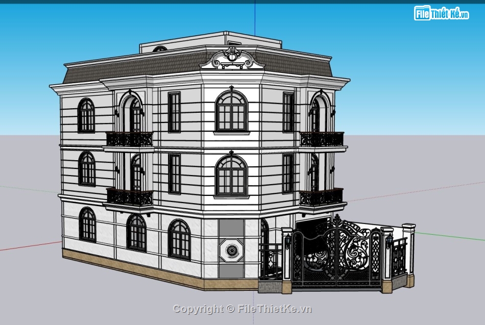mẫu biệt thự 3 tầng đẹp,mẫu 3 tầng đẹp,sketchup biệt thự 3 tầng