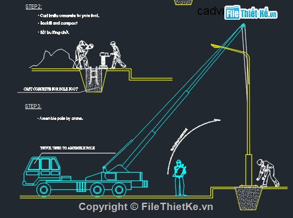 Biện pháp thi công,thi công cột điện,bản vẽ biện pháp,Bản vẽ chi tiết