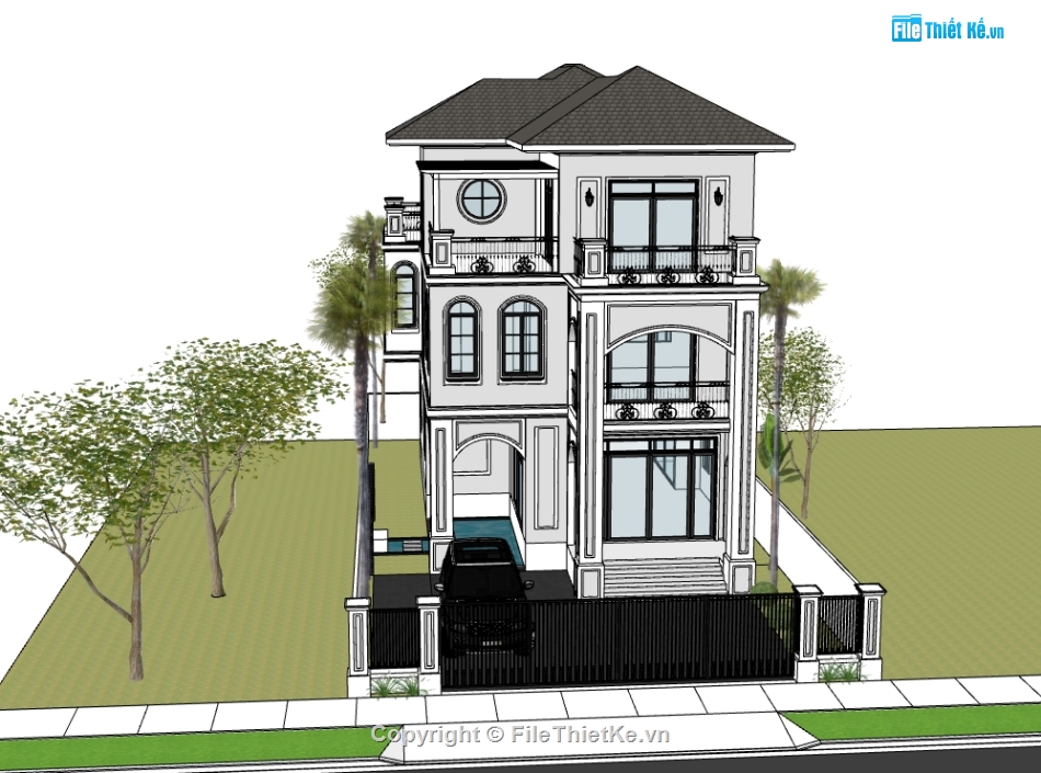 file su biệt thự 3 tầng,file sketchup biệt thự 3 tầng,biệt thự 3 tầng file sketchup,biệt thự 3 tầng