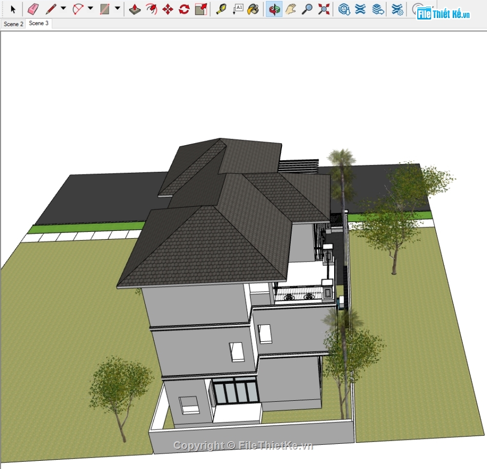 file su biệt thự 3 tầng,file sketchup biệt thự 3 tầng,biệt thự 3 tầng file sketchup,biệt thự 3 tầng