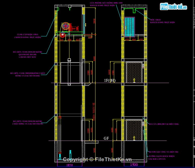 file cad trường mầm non,thangthucpham,thang nâng trường mầm non,cad thang nâng