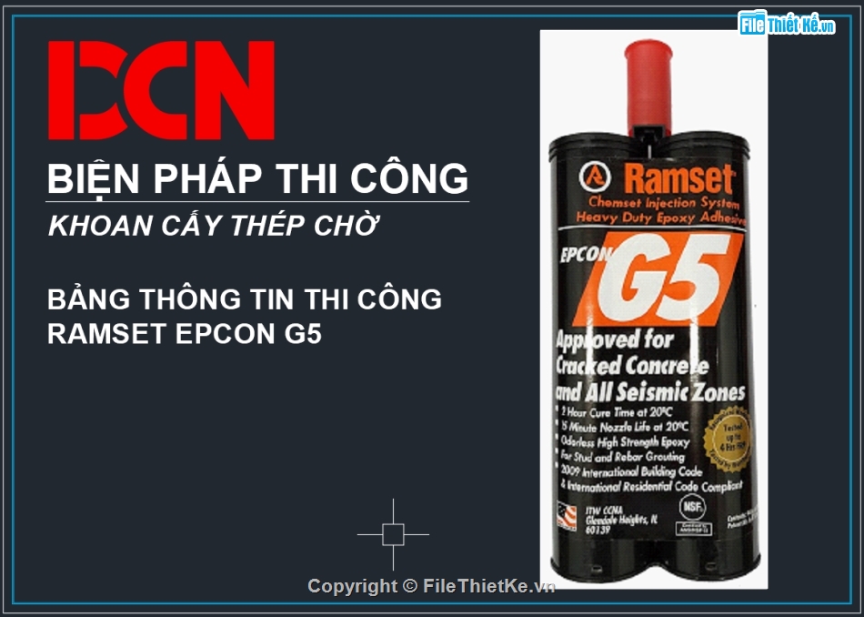 biện pháp thi công khoan cấy thép bằng sika,khoan cấy thép,biện pháp khoan cấy thép bằng ramset,DCN,Biện pháp thi công sửa chữa kết cấu bê tông,ramset G5 pro