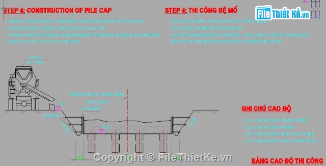 Full,mố,cọc khoan nhồi,thi công,bản vẽ,đào trần