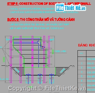 Full,mố,cọc khoan nhồi,thi công,bản vẽ,đào trần