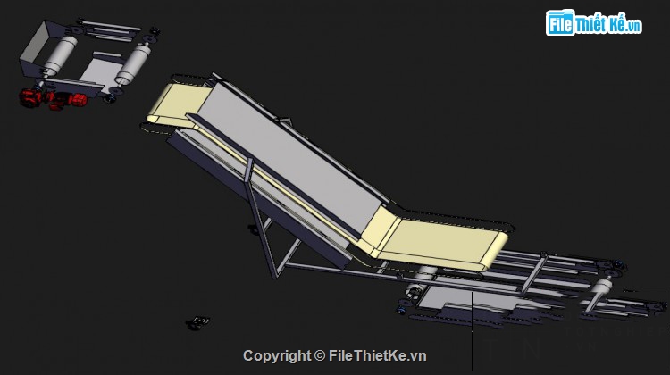Thiết kế,băng tải nghiên 2 tầng,3D băng tải nghiên 2 tầng