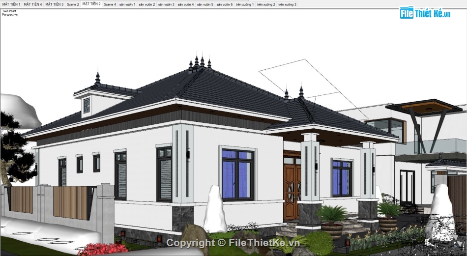 Thiết kế biệt thự 1 tầng,Thiết kế biệt thự,biệt thự 1 tầng,file sketchup biệt thự 1 tầng,sketchup biệt thự 1 tầng,biệt thự sketchup