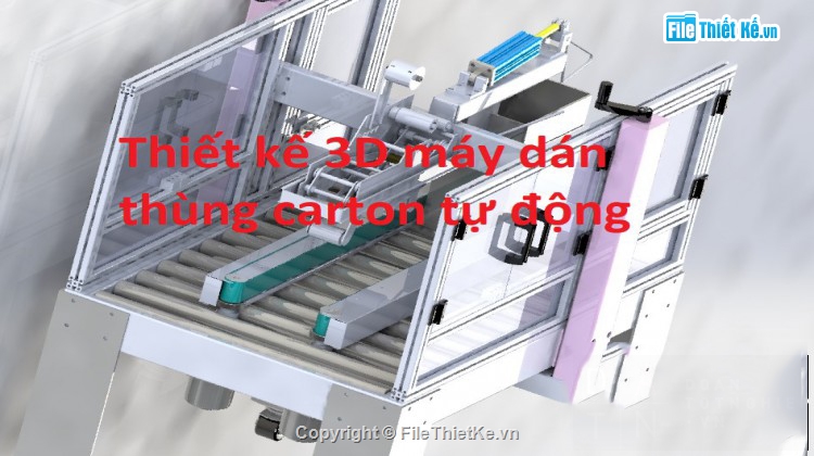 Thiết kế 3d,máy dán thùng carton tự động,3D máy dán thùng carton tự động