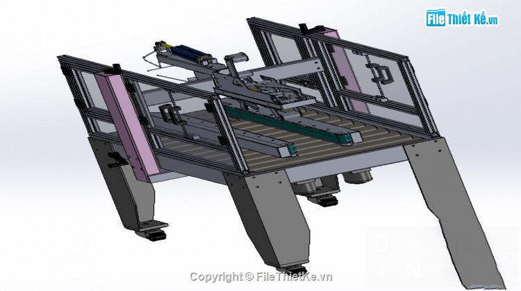Thiết kế 3d,máy dán thùng carton tự động,3D máy dán thùng carton tự động