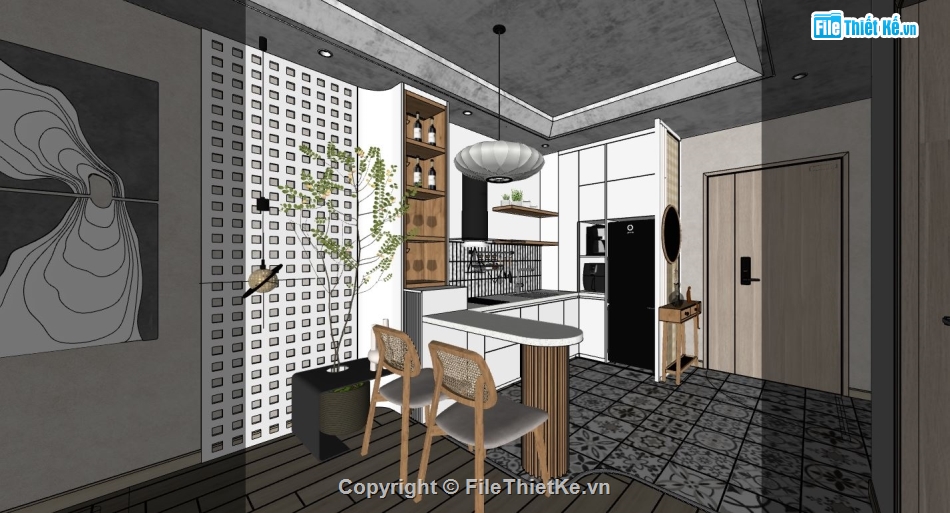 thiết kế căn hộ cao cấp,nội thất căn hộ sketchup,file sketchup căn hộ chung cư,file sketchup căn hộ