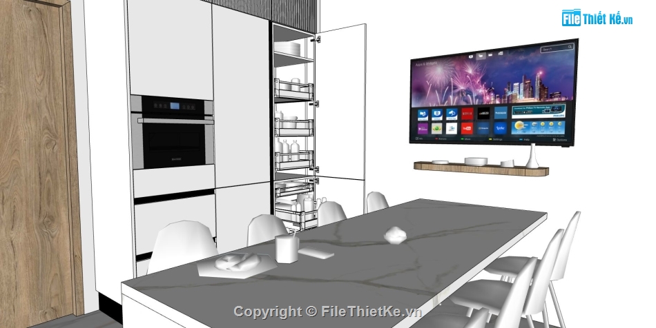 Thiết kế nội thất phòng bếp,nội thất phòng bếp,sketchup nội thất phòng bếp