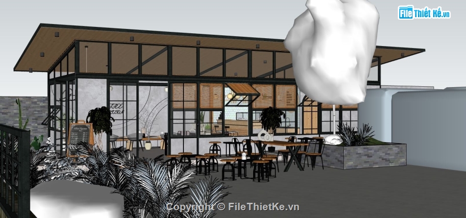 sketchup quán cafe,cafe sketchup,quán cafe sketchup,quán cafe