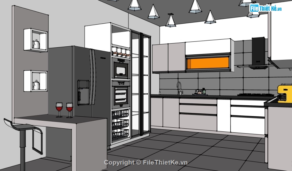su nội thất phòng bếp,sketchup nội thất hiện đại,mẫu 3d nội thất phòng bếp