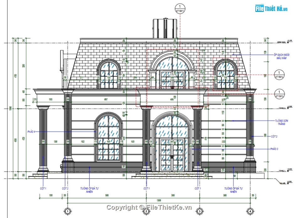 Biệt thự 2 tầng tân cổ,file cad biệt thự 2 tầng,biệt thự 2 tầng 12x13m,bản vẽ biệt thự 2 tầng,biệt thự 2 tầng file cad