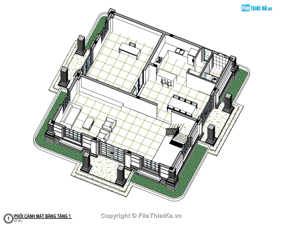 Biệt thự 2 tầng tân cổ,file cad biệt thự 2 tầng,biệt thự 2 tầng 12x13m,bản vẽ biệt thự 2 tầng,biệt thự 2 tầng file cad