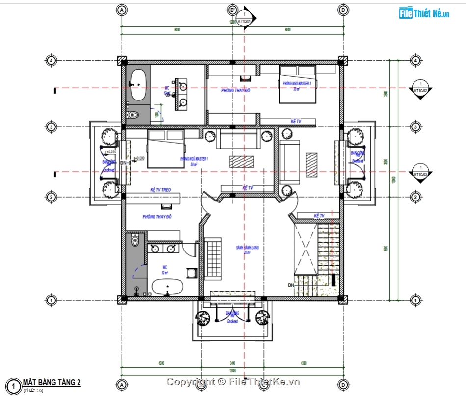 Biệt thự 2 tầng tân cổ,file cad biệt thự 2 tầng,biệt thự 2 tầng 12x13m,bản vẽ biệt thự 2 tầng,biệt thự 2 tầng file cad