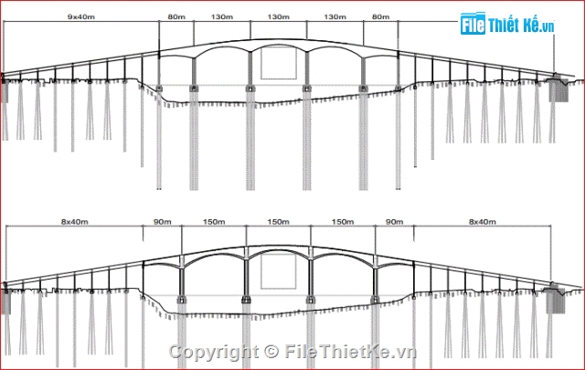Cầu vòm dây treo dạng lưới,bản vẽ thiết kế cầu,Bản vẽ Cầu vòm dây treo