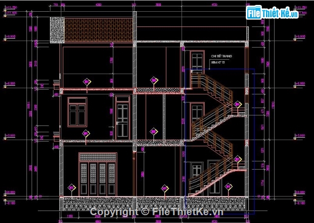 Thiết kế nhà phố,Bản vẽ nhà phố,Nhà phố 2.5 tầng,nhà kích thước 4.8 x 12m