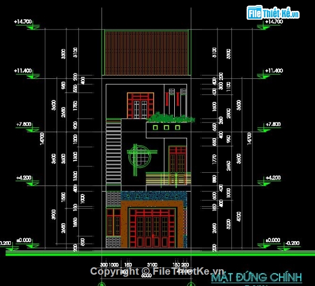 Thiết kế nhà phố,Bản vẽ nhà phố,nhà 3 tầng đẹp,nhà phố 6 x 17m