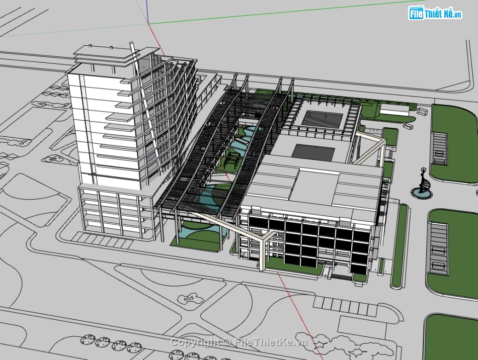 dựng model su bệnh viện,bệnh viện hiện đại file su,file sketchup dựng bệnh viện