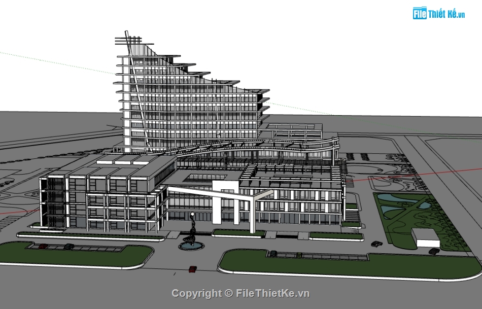 dựng model su bệnh viện,bệnh viện hiện đại file su,file sketchup dựng bệnh viện