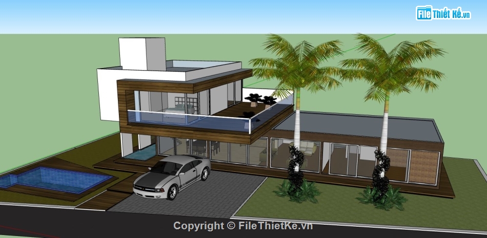 file su biệt thự,model su biệt thự,file sketchup biệt thự