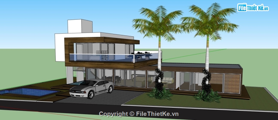 file su biệt thự,model su biệt thự,file sketchup biệt thự