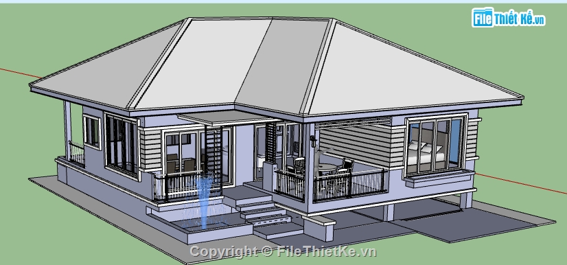 Biệt thự 1 tầng,model su biệt thự 1 tầng,biệt thự 1 tầng sketchup,file sketchup biệt thự 1 tầng,biệt thự 1 tầng file su