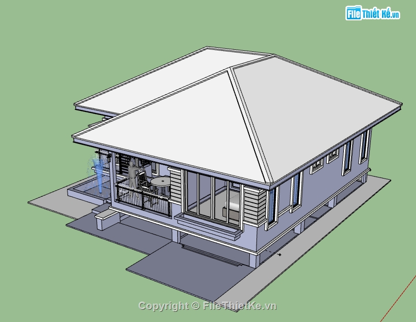 Biệt thự 1 tầng,model su biệt thự 1 tầng,biệt thự 1 tầng sketchup,file sketchup biệt thự 1 tầng,biệt thự 1 tầng file su