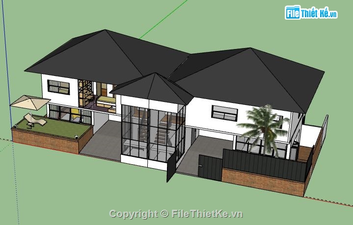 Biệt thự 1 tầng,model su biệt thự 1 tầng,file sketchup biệt thự 1 tầng,biệt thự 1 tầng file su,sketchup biệt thự 1 tầng