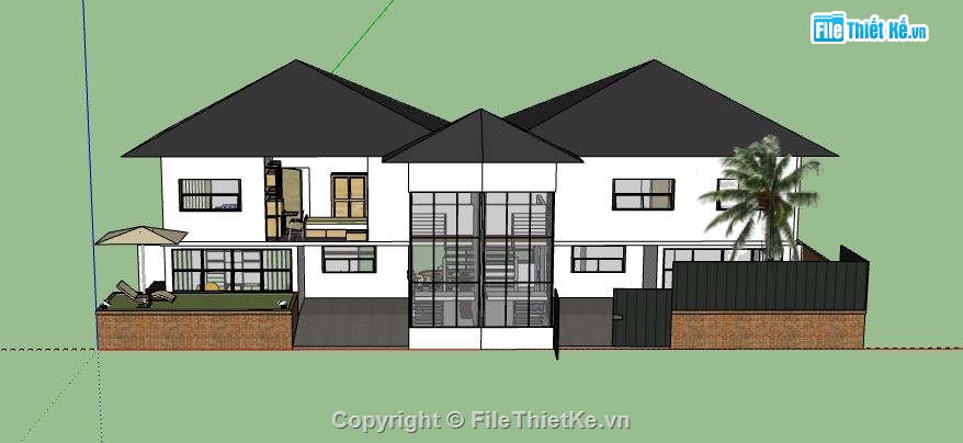 Biệt thự 1 tầng,model su biệt thự 1 tầng,file sketchup biệt thự 1 tầng,biệt thự 1 tầng file su,sketchup biệt thự 1 tầng