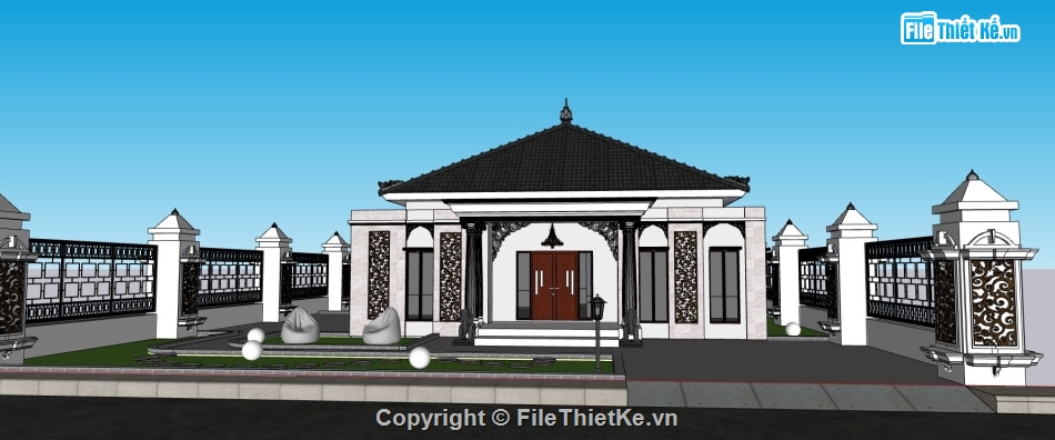 Thiết kế biệt thự,sketchup biệt thự,sketchup biệt thự 1 tầng,biệt thự 1 tầng