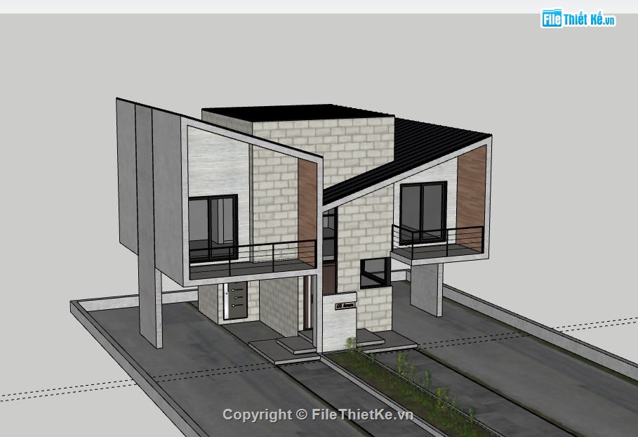 Biệt thự 2 tầng,model su biệt thự 2 tầng,biệt thự 2 tầng file su,sketchup biệt thự 2 tầng,biệt thự 2 tầng model su