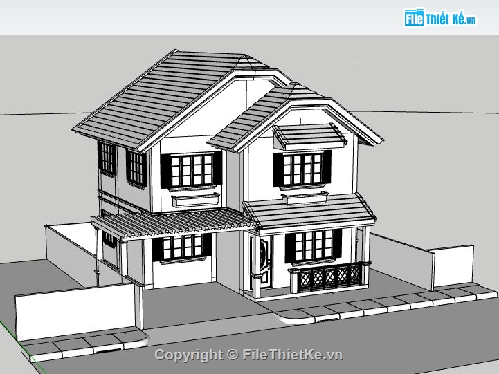 Biệt thự 2 tầng,model su biệt thự 2 tầng,biệt thự 2 tầng file sketchup,sketchup biệt thự 2 tầng,biệt thự 2 tầng file su