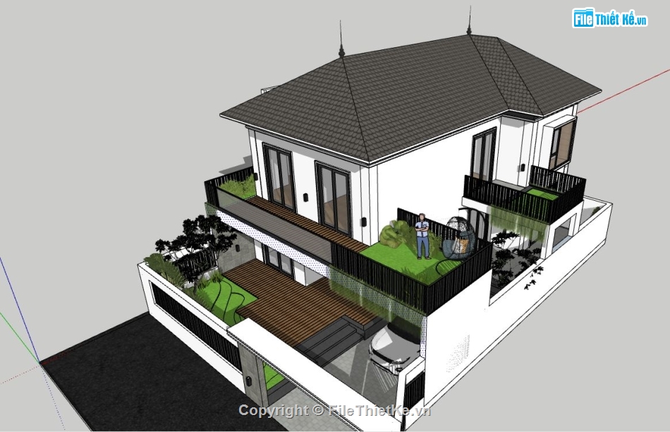 biệt thự sketchup,model su biệt thự,file sketchup biệt thự