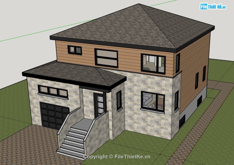 Biệt thự 2 tầng,model su biệt thự 2 tầng,biệt thự 2 tầng sketchup,sketchup biệt thự 2 tầng,file su biệt thự 2 tầng