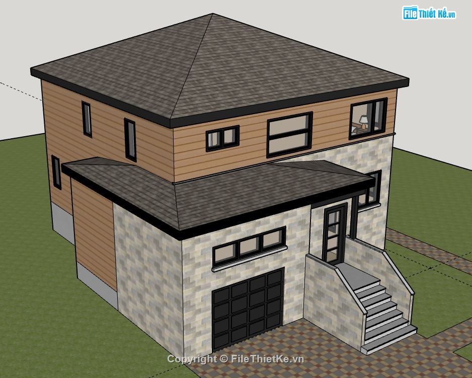 Biệt thự 2 tầng,model su biệt thự 2 tầng,biệt thự 2 tầng sketchup,sketchup biệt thự 2 tầng,file su biệt thự 2 tầng