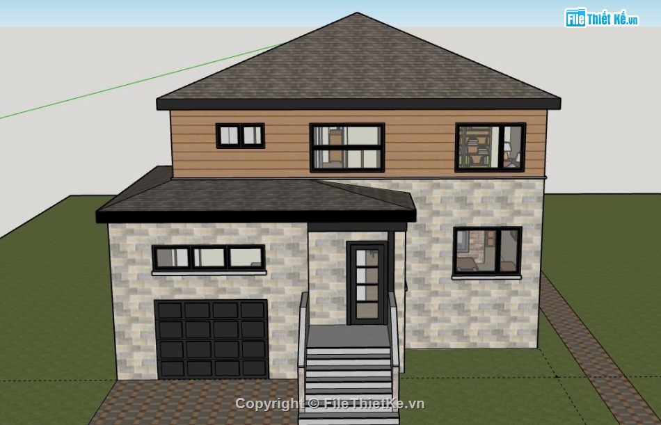 Biệt thự 2 tầng,model su biệt thự 2 tầng,biệt thự 2 tầng sketchup,sketchup biệt thự 2 tầng,file su biệt thự 2 tầng
