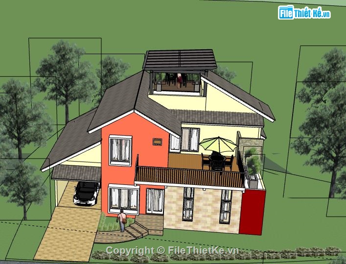 Biệt thự 2 tầng,model su biệt thự 2 tầng,file su biệt thự 2 tầng,biệt thự 2 tầng sketchup,biệt thự 2 tầng model su