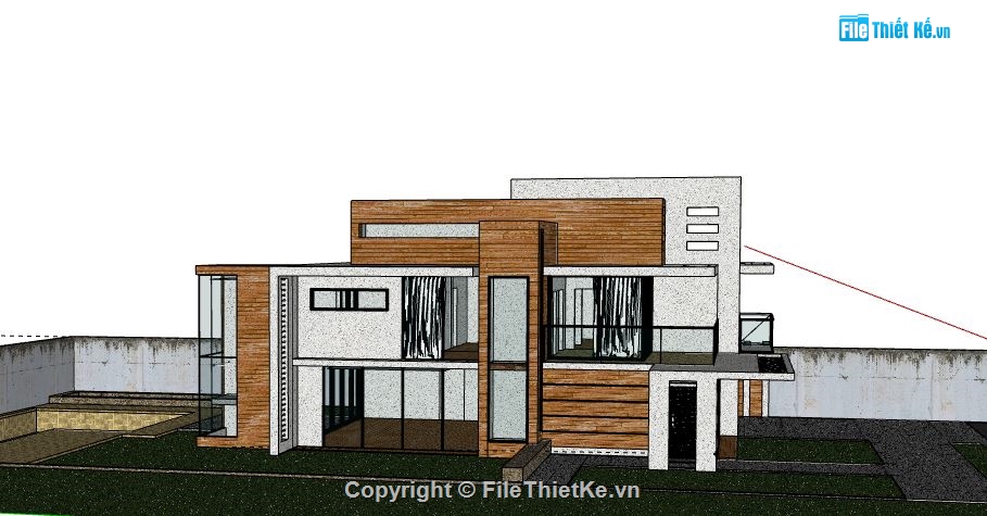 Biệt thự 2 tầng,mẫu biệt thự 2 tầng sketchup,model su biệt thự 2 tầng