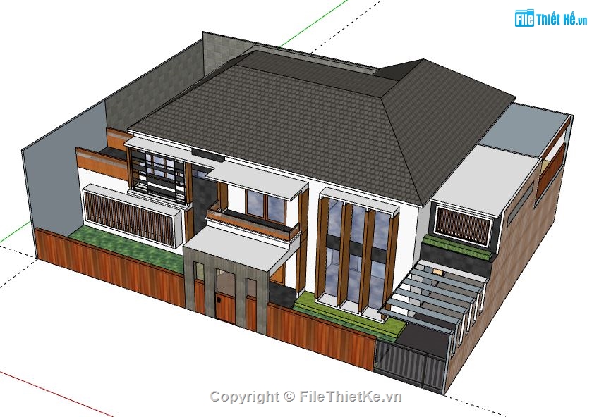 Biệt thự 2 tầng,model su biệt thự 2 tầng,biệt thự 2 tầng file su,sketchup biệt thự 2 tầng