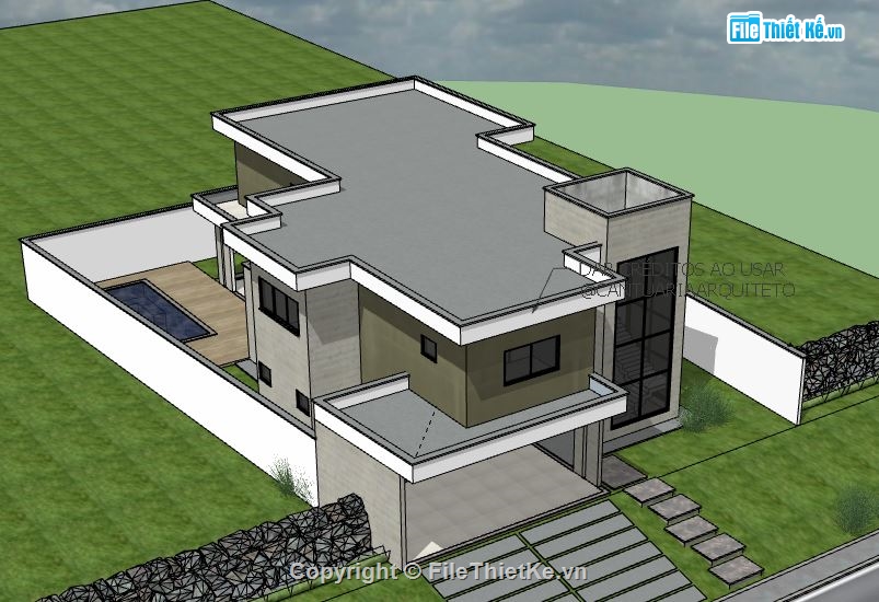 Biệt thự 2 tầng,model su biệt thự 2 tầng,biệt thự 2 tầng sketchup