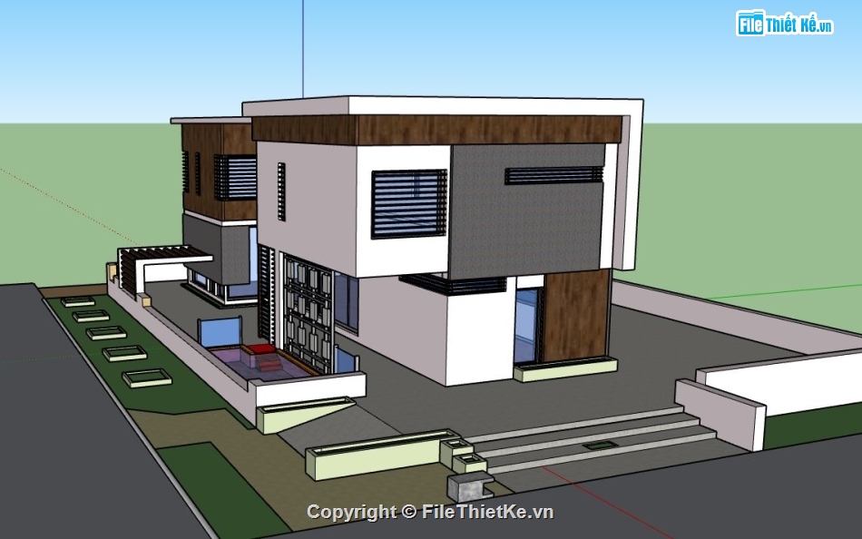 file su biệt thự,sketchup biệt thự,model su biệt thự 2 tầng