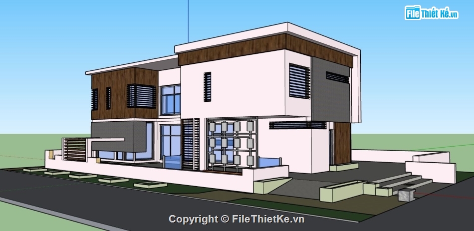 file su biệt thự,sketchup biệt thự,model su biệt thự 2 tầng