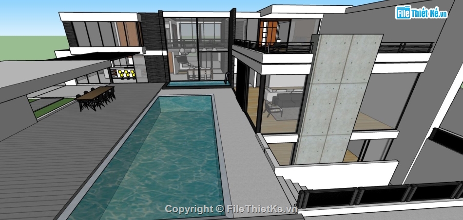 su biệt thự đẹp,sketchup biệt thự,model su biệt thự