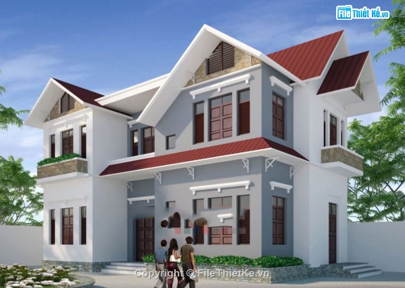 Biệt thự 2 tầng,file cad biệt thự 2 tầng,mẫu biệt thự 2 tầng