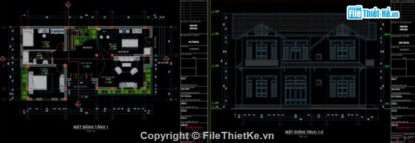 Biệt thự 2 tầng,file cad biệt thự 2 tầng,mẫu biệt thự 2 tầng